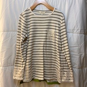 Matilda Jane striped shirt with lace detail,size S